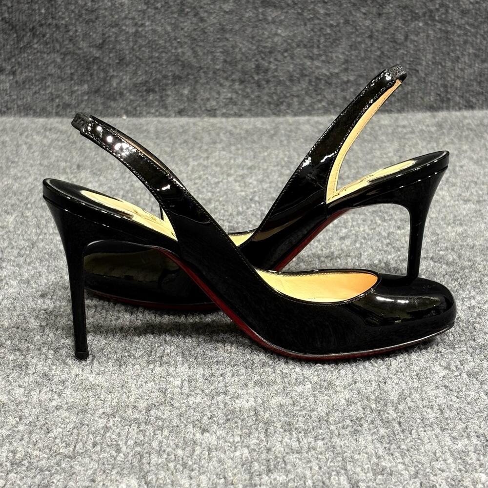Christian Louboutin Shoes Womens 6 EU 36 Black Fifi Patent Slingback Heels Italy